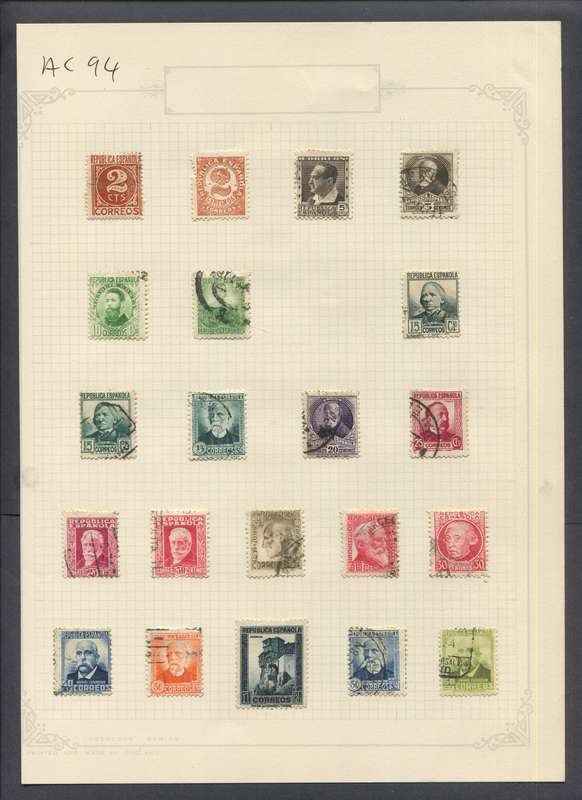 Spain - 21 Stamps Mounted On Old Album Page