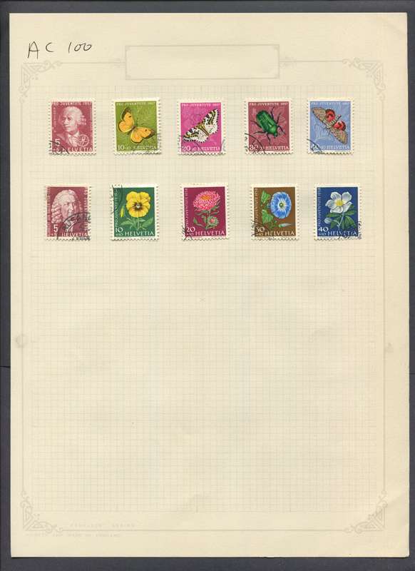 Switzerland - 10 Stamps Mounted On Old Album Page