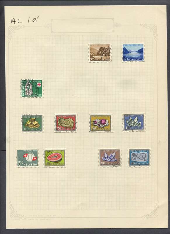 Switzerland - 11 Stamps Mounted On Old Album Page