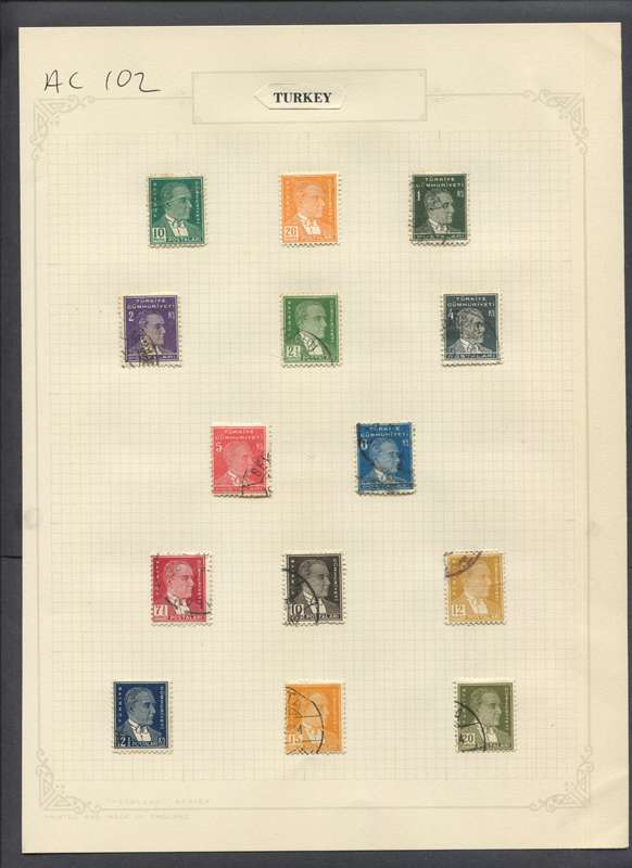 Turkey - 14 Stamps Mounted On Old Album Page