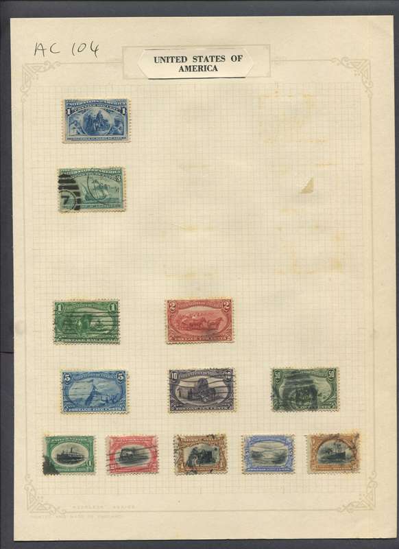 USA - 12 Stamps Mounted On Old Album Page
