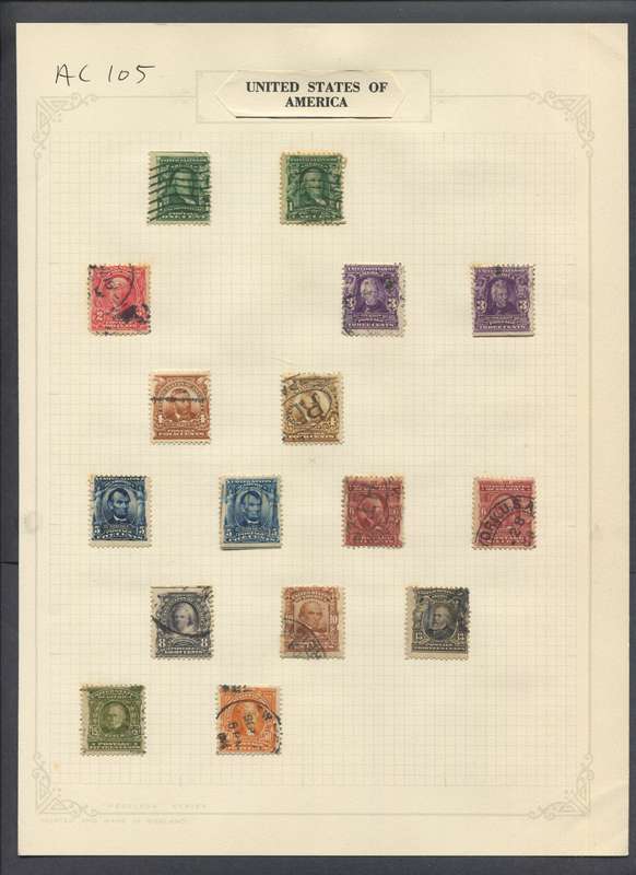 USA - 16 Stamps Mounted On Old Album Page