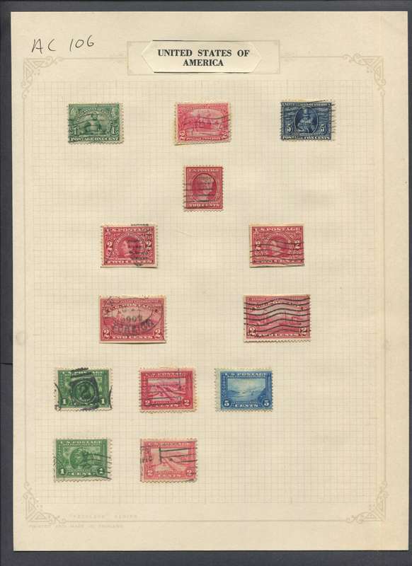 USA - 13 Stamps Mounted On Old Album Page