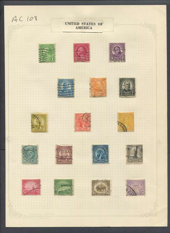 USA - 17 Stamps Mounted On Old Album Page