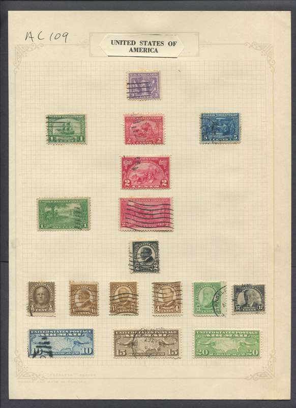 USA - 17 Stamps Mounted On Old Album Page
