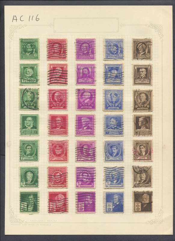 USA - 28 Stamps Mounted On Old Album Page
