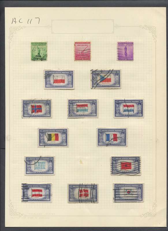 USA - 15 Stamps Mounted On Old Album Page