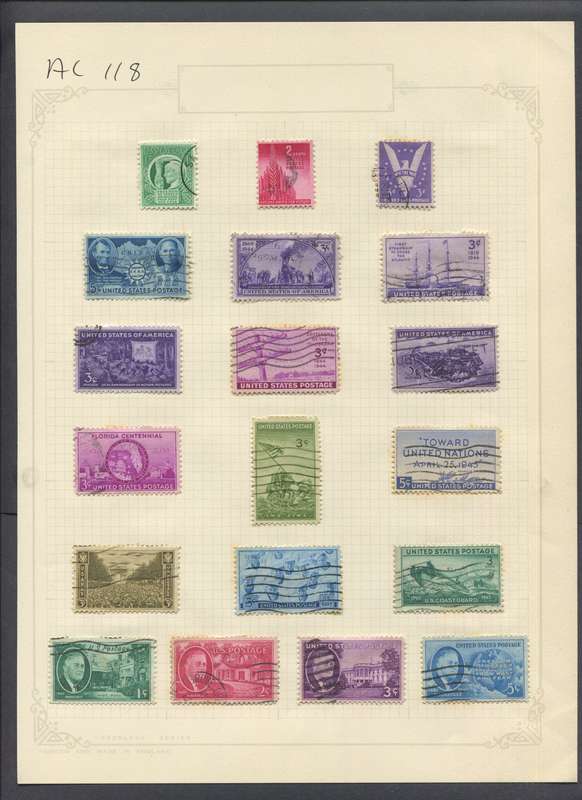 USA - 19 Stamps Mounted On Old Album Page