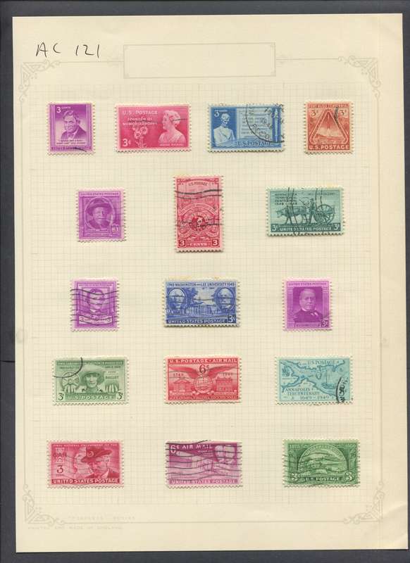 USA - 16 Stamps Mounted On Old Album Page