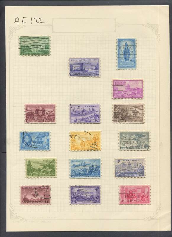 USA - 16 Stamps Mounted On Old Album Page