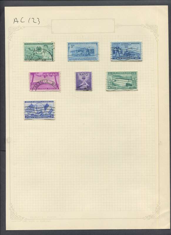 USA - 7 Stamps Mounted On Old Album Page
