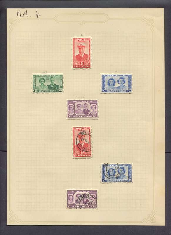 Basutoland - 7 Stamps Mounted(Hinged) on Old Album Page