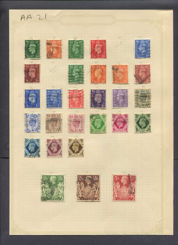 Great Britain - 28 Stamps Mounted(Hinged) on Old Album Page