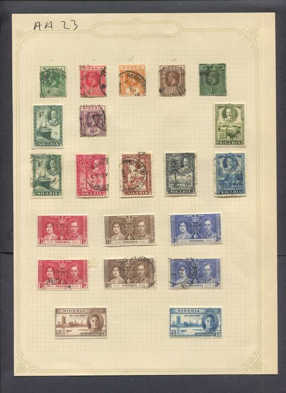 Nigeria - 21 Stamps Mounted(Hinged) on Old Album Page