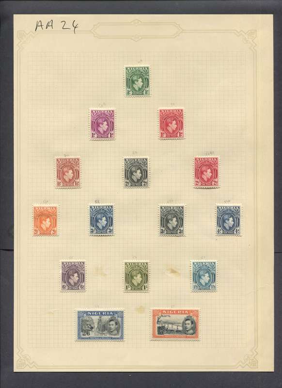 Nigeria - 15 Stamps Mounted(Hinged) on Old Album Page