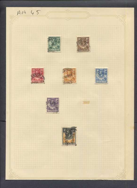 Northern Rhodesia - 7 Stamps Mounted(Hinged) on Old Album Page