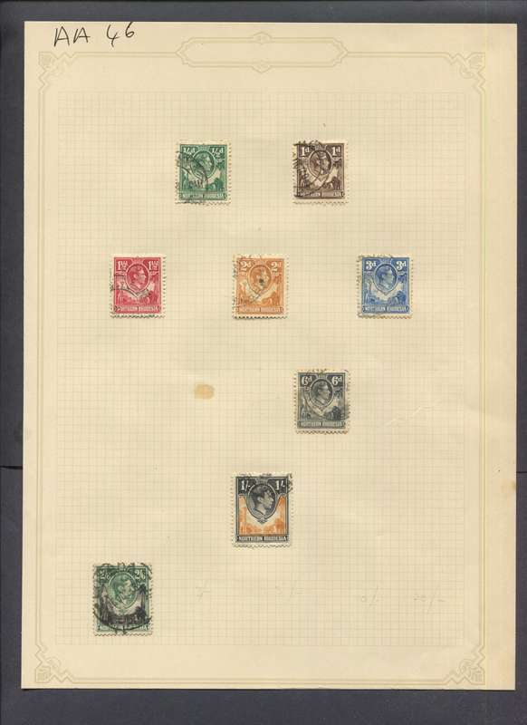 Northern Rhodesia - 8 Stamps Mounted(Hinged) on Old Album Page
