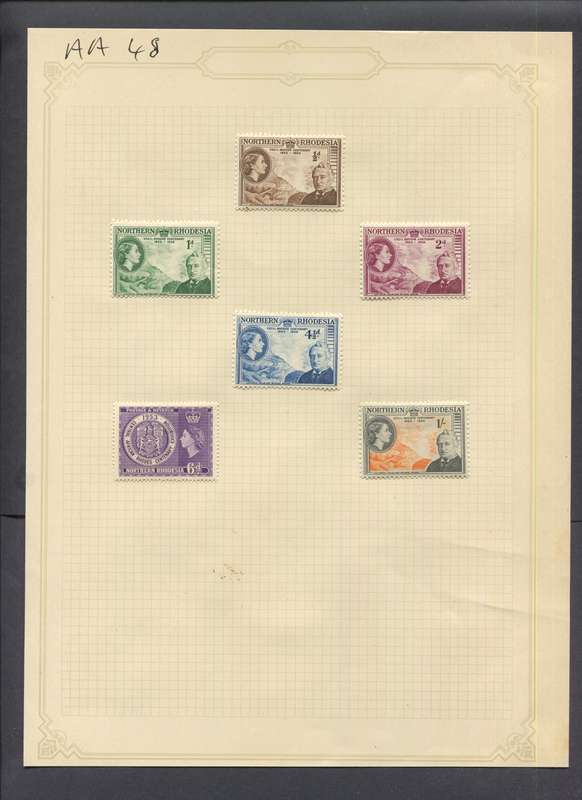 Northern Rhodesia - 6 Stamps Mounted(Hinged) on Old Album Page