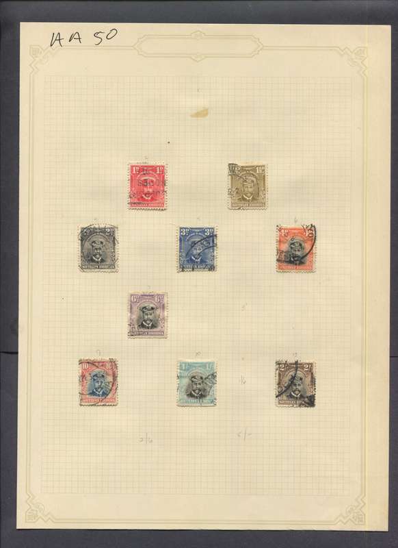 Southern Rhodesia - 9 Stamps Mounted(Hinged) on Old Album Page