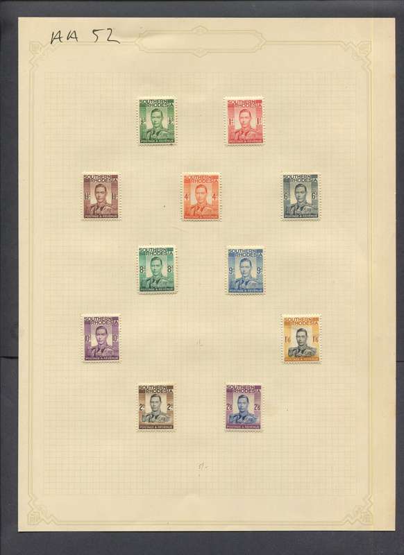 Southern Rhodesia - 11 Stamps Mounted(Hinged) on Old Album Page