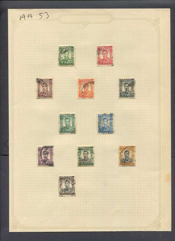 Southern Rhodesia - 11 Stamps Mounted(Hinged) on Old Album Page