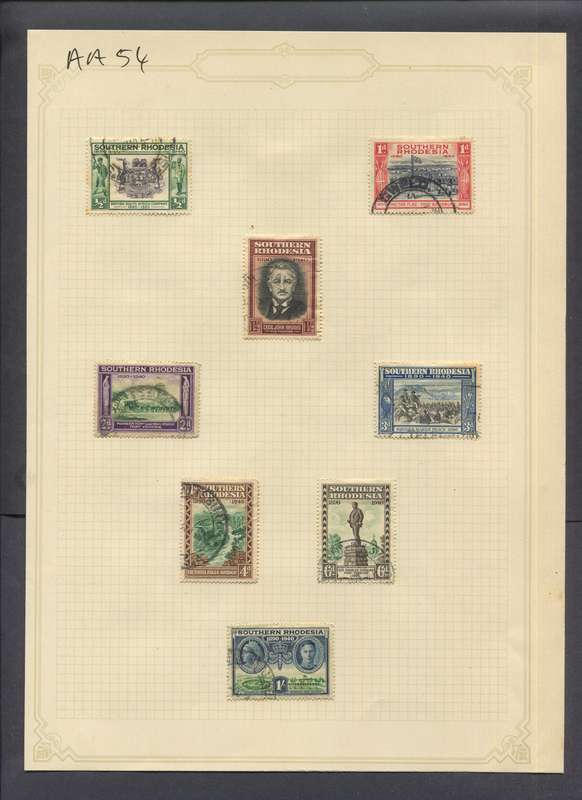 Southern Rhodesia - 8 Stamps Mounted(Hinged) on Old Album Page