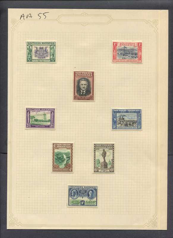 Southern Rhodesia - 8 Stamps Mounted(Hinged) on Old Album Page