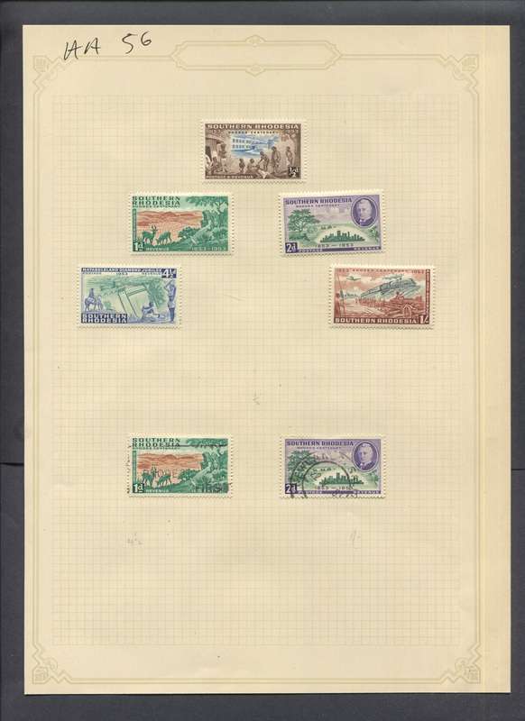 Southern Rhodesia - 7 Stamps Mounted(Hinged) on Old Album Page