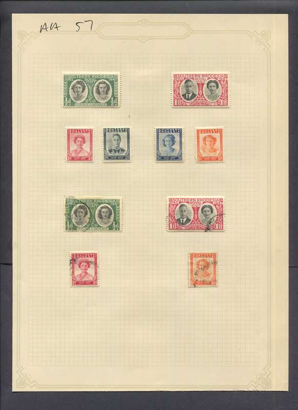 Southern Rhodesia - 10 Stamps Mounted(Hinged) on Old Album Page