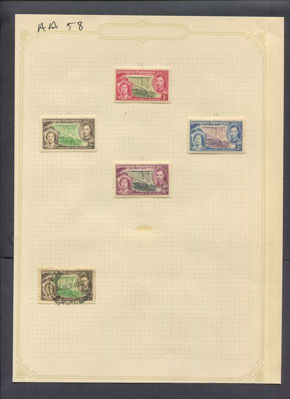 Southern Rhodesia - 5 Stamps Mounted(Hinged) on Old Album Page