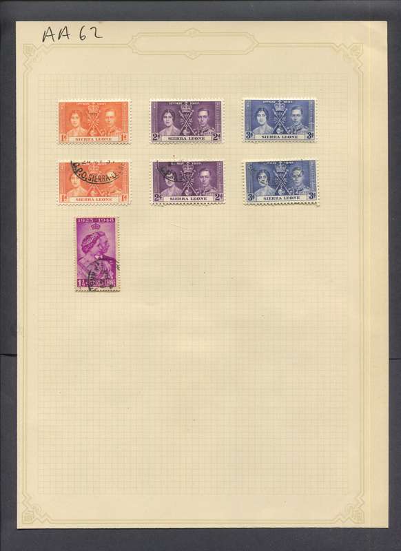 Sierra Leone - 7 Stamps Mounted(Hinged) on Old Album Page