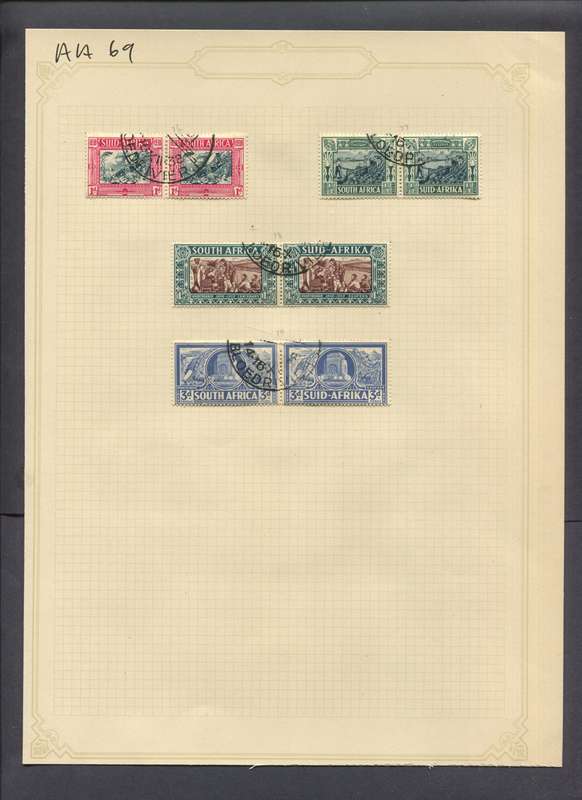 Union of SA - 8 Stamps Mounted(Hinged) on Old Album Page