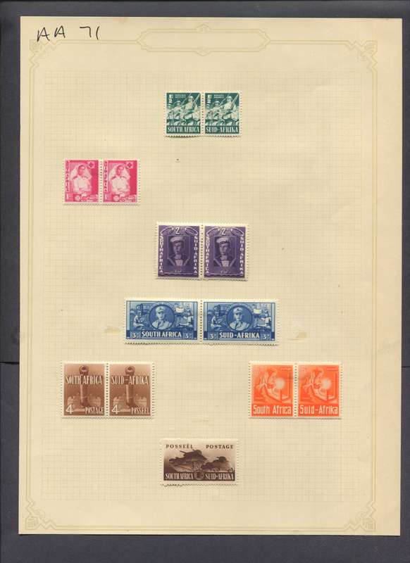 Union of SA - 13 Stamps Mounted(Hinged) on Old Album Page