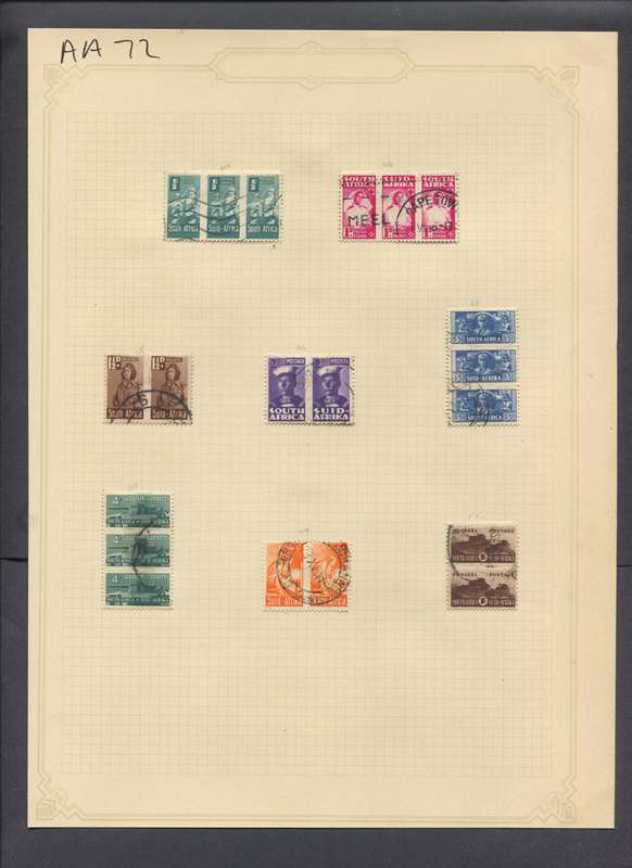 Union of SA - 20 Stamps Mounted(Hinged) on Old Album Page
