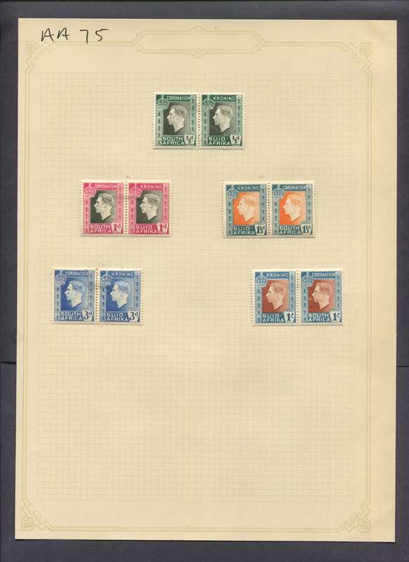 Union of SA - 10 Stamps Mounted(Hinged) on Old Album Page