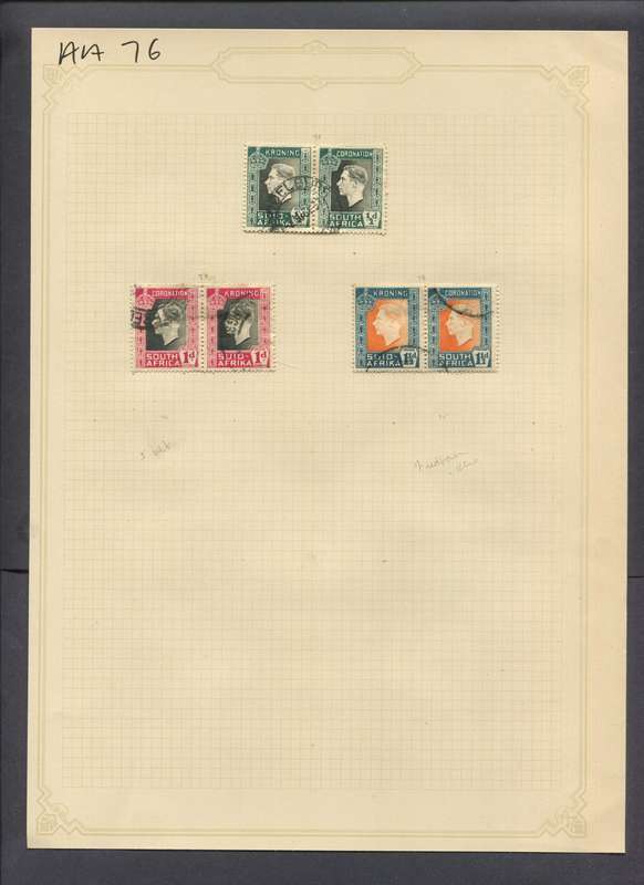 Union of SA - 6 Stamps Mounted(Hinged) on Old Album Page