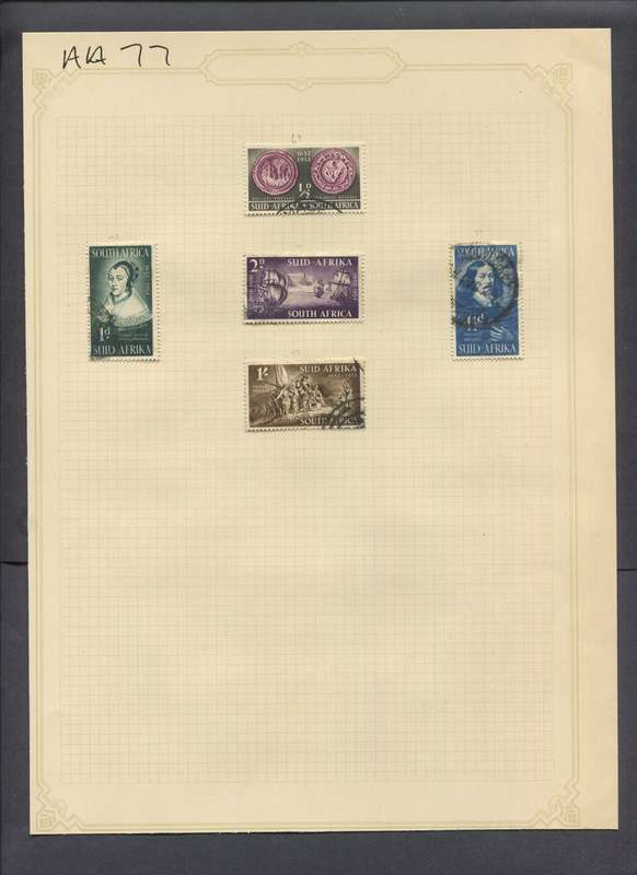 Union of SA - 5 Stamps Mounted(Hinged) on Old Album Page