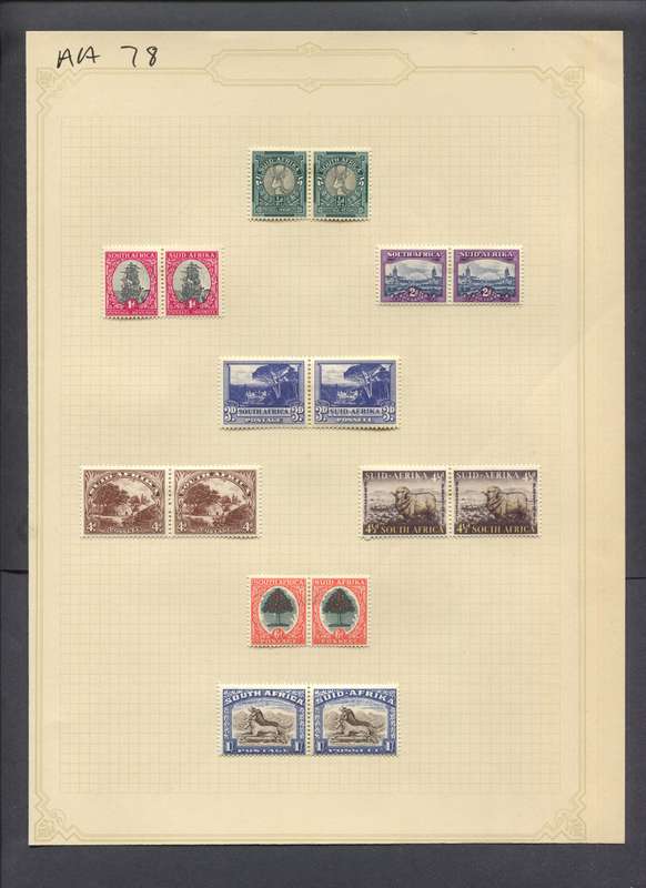 Union of SA - 16 Stamps Mounted(Hinged) on Old Album Page
