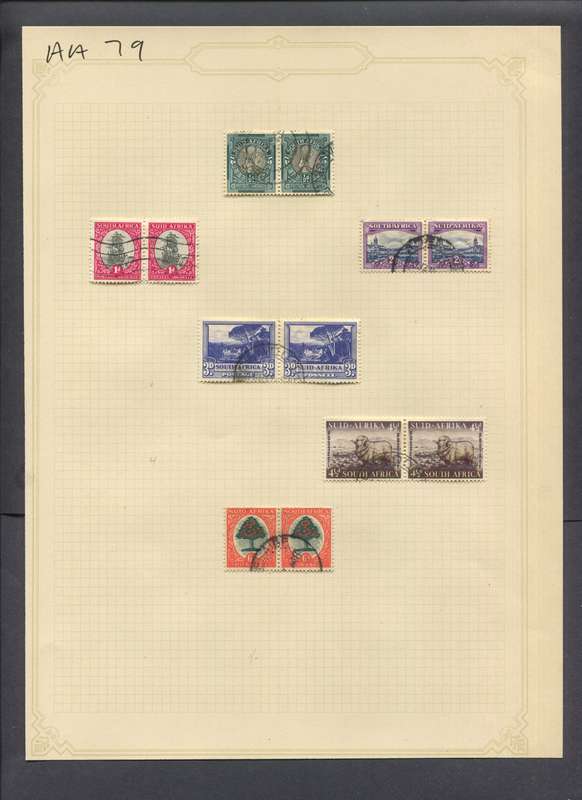 Union of SA - 12 Stamps Mounted(Hinged) on Old Album Page