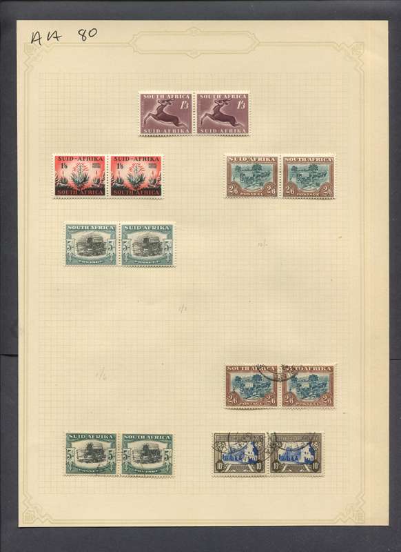 Union of SA - 14 Stamps Mounted(Hinged) on Old Album Page
