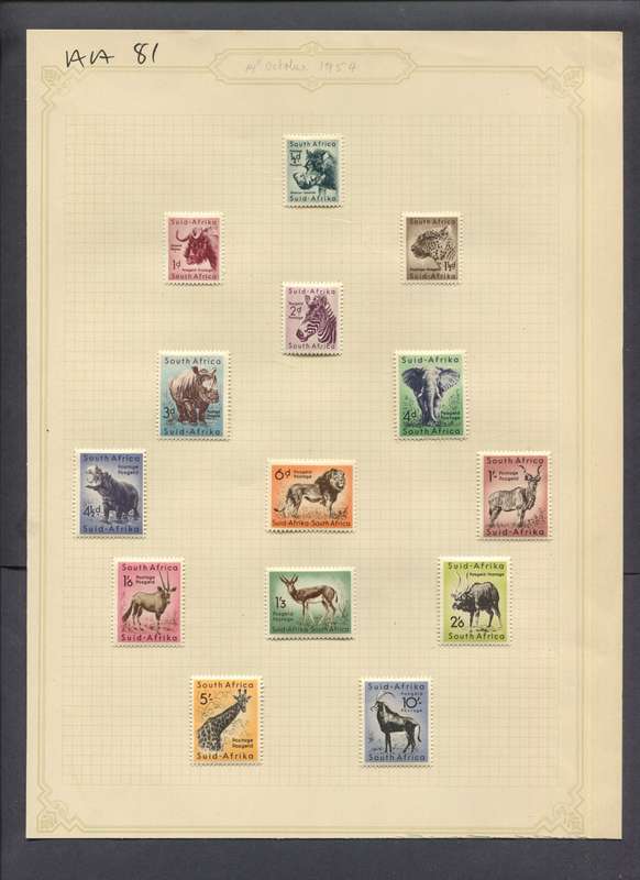 Union of SA - 14 Stamps Mounted(Hinged) on Old Album Page