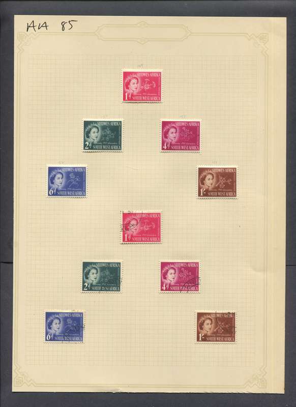 SWA - 10 Stamps Mounted(Hinged) on Old Album Page