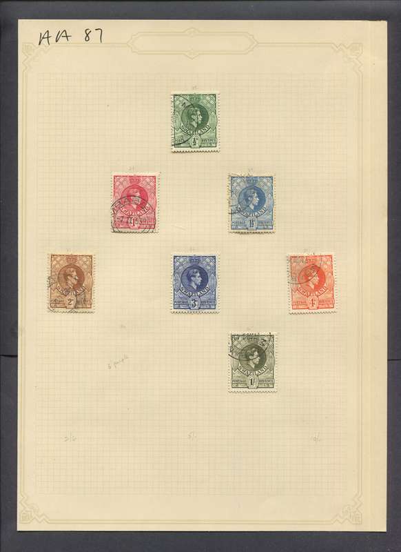 Swaziland - 7 Stamps Mounted(Hinged) on Old Album Page