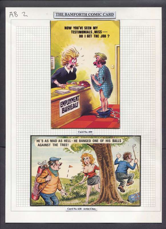 Great Britain - 2 Post Cards Mounted in Photo Corners on Album Page