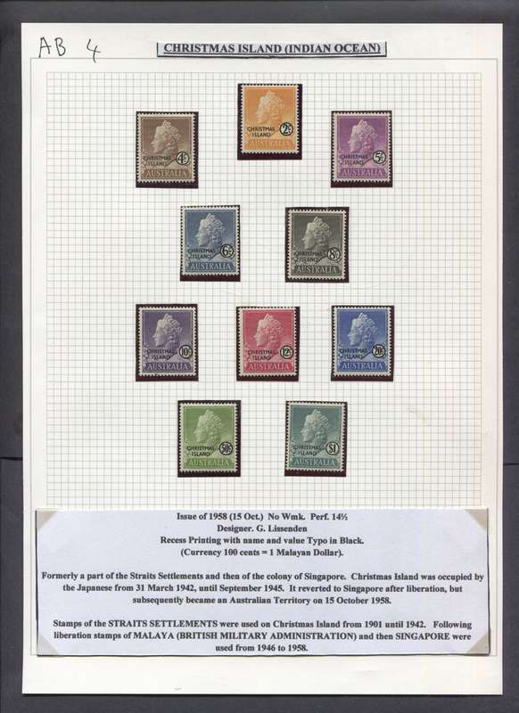Christmas Island - 10 Stamps In Hinge-less Mounts on Album Page - 1958 - MNH