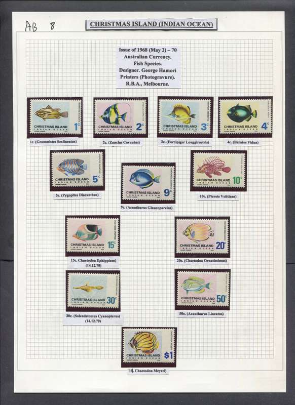 Christmas Island - 12 Stamps In Hinge-less Mounts on Album Page - 1968 - MNH