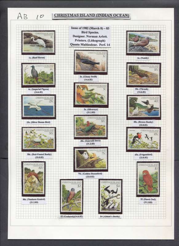 Christmas Island - 16 Stamps In Hinge-less Mounts on Album Page - 1982/3 - MNH