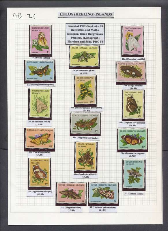 Cocos Islands - 16 Stamps In Hinge-less Mounts on Album Page - 1982/3 - MNH