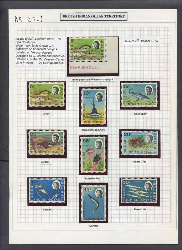 British Indian Ocean Territory - 18 Stamps In Hinge-less Mounts on 2 Album Pages - 1968 - MNH