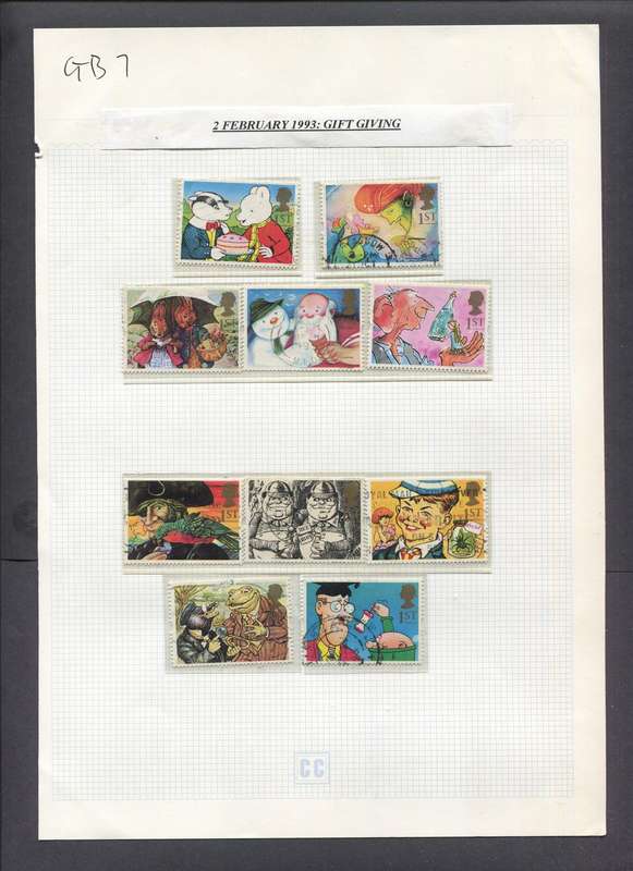 Great Britain - 10 Stamps Mounted On Album Page - Used